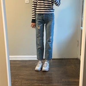 madewell distressed classic straight jean